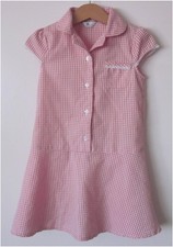 GIRLS SCHOOL DRESS BY BHS IN PINK/WHITE GINGHAM, AGE 4 YEARS.
