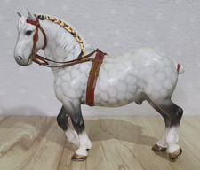 Beswick Large Dappled Grey Matt Percheron Horse with Harness No. 2464