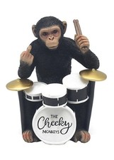 Rude Drummer Monkey Ornament Cheeky Animal Statue Middle FingerUp Chimp Figurine