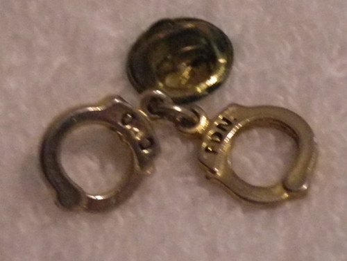 Police hand cuff gold color - police,