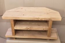 Corner Chunky Rustic StyleTable/ TV Stand,Console Unit Handmade Solid Wood 80 cm