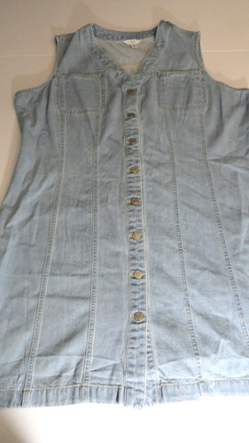 Blue denim jumper front - blue, button