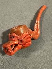 Vintage Red Dragon Clay Pipe