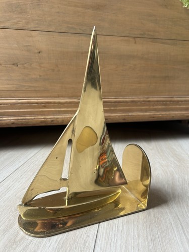 Vintage solid brass sailboat - vintage,