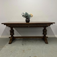 Old Charm Dining Table, Carved Tudor Style Refectory Table, Traditional Table