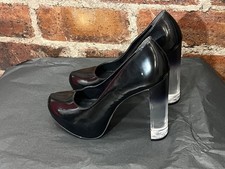 OFFICE BLACK PERSPEX HEEL COURT SHOES CONCEALED  PLATFORM SIZE 6