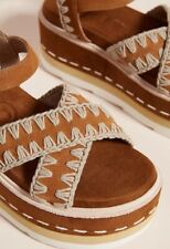 Anthropologie Embroidered Mou Sandals Platform Wedge 6