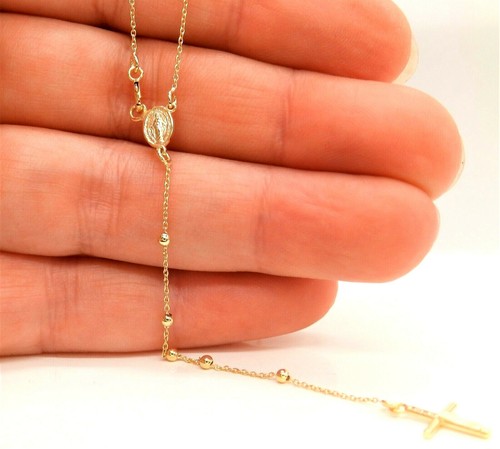 9ct gold rosary beads necklace