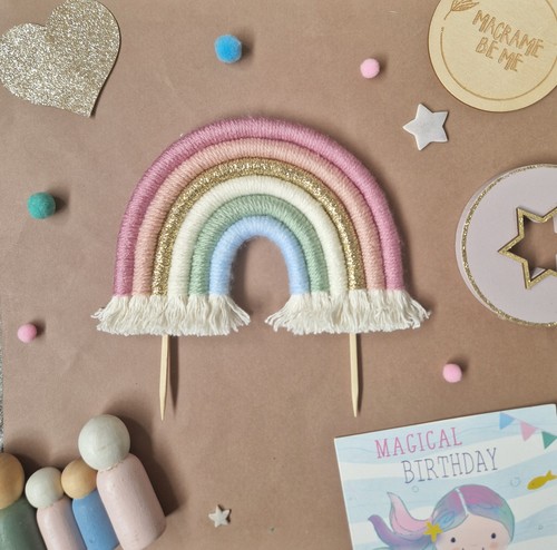 Macrame rainbow cake topper - rainbow,