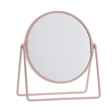 Pink Metal Round Swivel Mirror 21x19cm Double-Sided with 3x Magnification