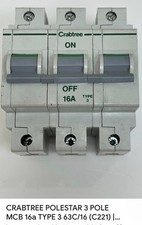 C16 AMP CRABTREE POLESTAR 3 PHASE CIRCUIT BREAKER 