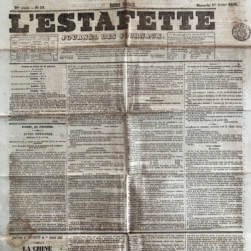 Journal estafette 02 1852 - l'estafette, 1/02/1852