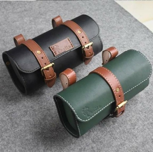 Vintage leather pannier - , bike