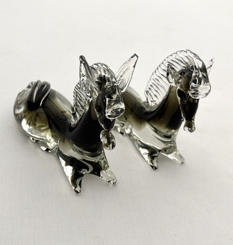 Vintage glass horse pair - vintage,