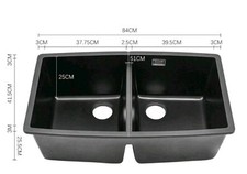 Kitchen Sinks Double Bowl Rectangular Quartz Stone Kitchen Sink With Countertop