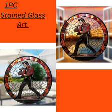Large Elvis Presley Guitarist Suncatcher 8 inch  Stained Glass Effect Window