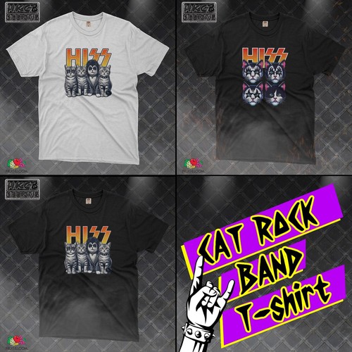 Cat rock band - cat, t-shirt,