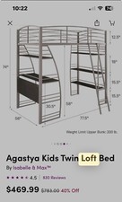 Kids Twin Size Loft Bed With
