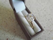 NEW QVC Michelle Mone Diamonique Solitaire 9mm stone set Ring 9ct Gold -  Size J