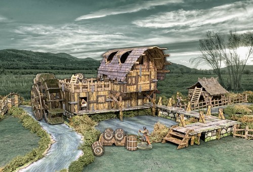 Water mill fantasy terrain - water,