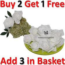 Artificial Flowers Roses, 30pcs Real Touch Fake Foam Roses for DIY Wedding Brida