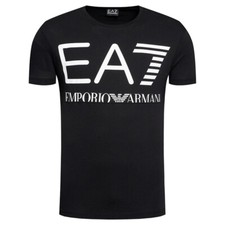 ARMANI EA7 6KPT23 Mens Short Sleeve T Shirt Emporio Armani Black Cotton Tee L XL