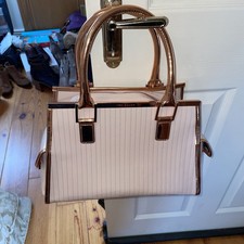 Large Ted Baker Vintage??? Pale Pink (almost Nude) Structured Bag Rose Gold Trim