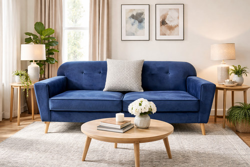 Blue velvet seater - blue,