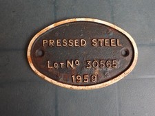 BR Mk1 Coach Plate Pressed Steel Worksplate Carriage Builders 30565 1959