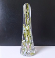 Rare 19th Century Devil's Fire Tower Green Art Glass Obelisk Paperweight 18.4cm