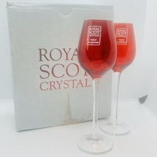 Royal Scot Hand Cut Lead Crystal Ruby Red Liqueur Glasses Boxed Set of 2