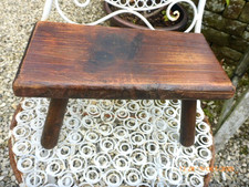 Antique Rustic Small Four Leg Pine Wooden Farmhouse Stool Great Patina