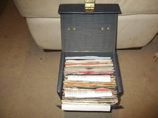 VINTAGE BLUE RECORD CASE c/w