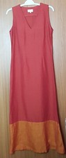 Harris Wilson Linen/Cotton Metallic Orange 2 Tone Maxi Dress SZ 3 UK12 EU40 