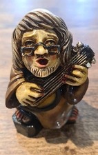 VINTAGE RESIN MONK PLAYING GUITAR FIGURE 9CM TALL