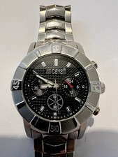 JUST CAVALLI men's chronograph watch - chrome with black dial. Working 