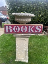 Books Hand Painted Wooden Distressed Sign, Bookshop Bibliophile Dealer Seller