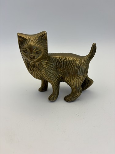 Brass cat figurine vintage - brass,