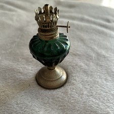 Vintage Oil Lamp Green Emerald Colour Great Condition