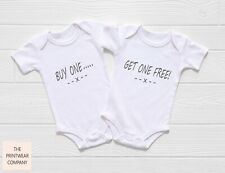 2 Twins Buy One Funny Baby Grows Unisex Bodysuits Twin Announcement Reveal Gift 
