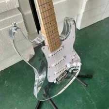 Factory Customized Electric Guitar Acrylic Transparent Body with Logo Headstock