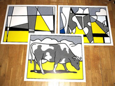 3 x Roy Lichtenstein Poster Triptychon "Cow Going Abstract" Pop Art in Mint