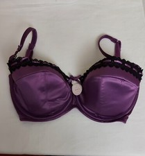 Beautiful Lasenza Purple Balconette Bra With Lovely Black Lace. Full Support.