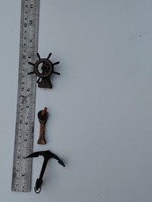 Model Boat Anchor, Telegraph And Ships Wheel  Originally From A Tugboat