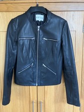 Reiss Ladies Black  Leather Opel Stand Collar  Jacket Excellent condition Size M