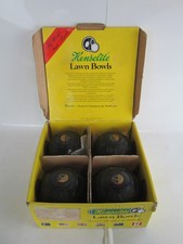 Vintage Thomas Taylor Henselite Black Lawn Bowls Set Of 4 Size 5 Boxed