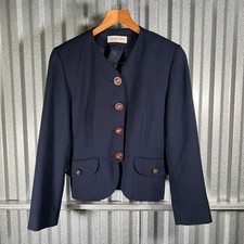 Vintage Jacques Vert Blazer Jacket Wool Blend Navy Blue Size 10 UK  6 US