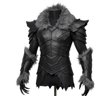 Black Leather Medieval Fur