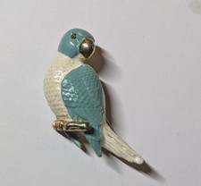 Vintage Sphinx Parrot Bird Brooch Enamel Gold Tone rare