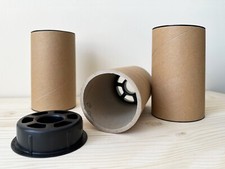 3 thick heavy duty cardboard tubes with perforated plastic internal end caps